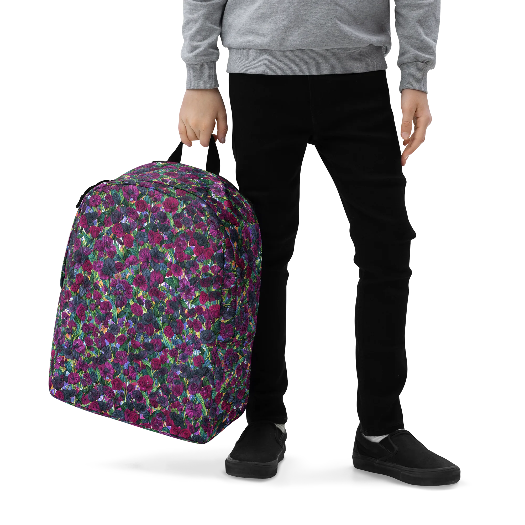 Midnight Floralia on Minimalist Backpack — Zoomed-in
