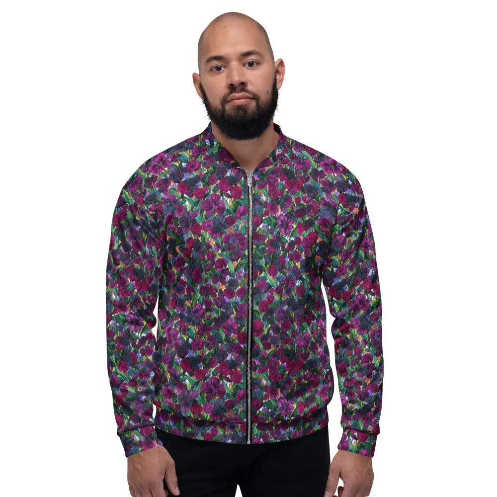 Midnight Floralia on Bomber Jacket — Front
