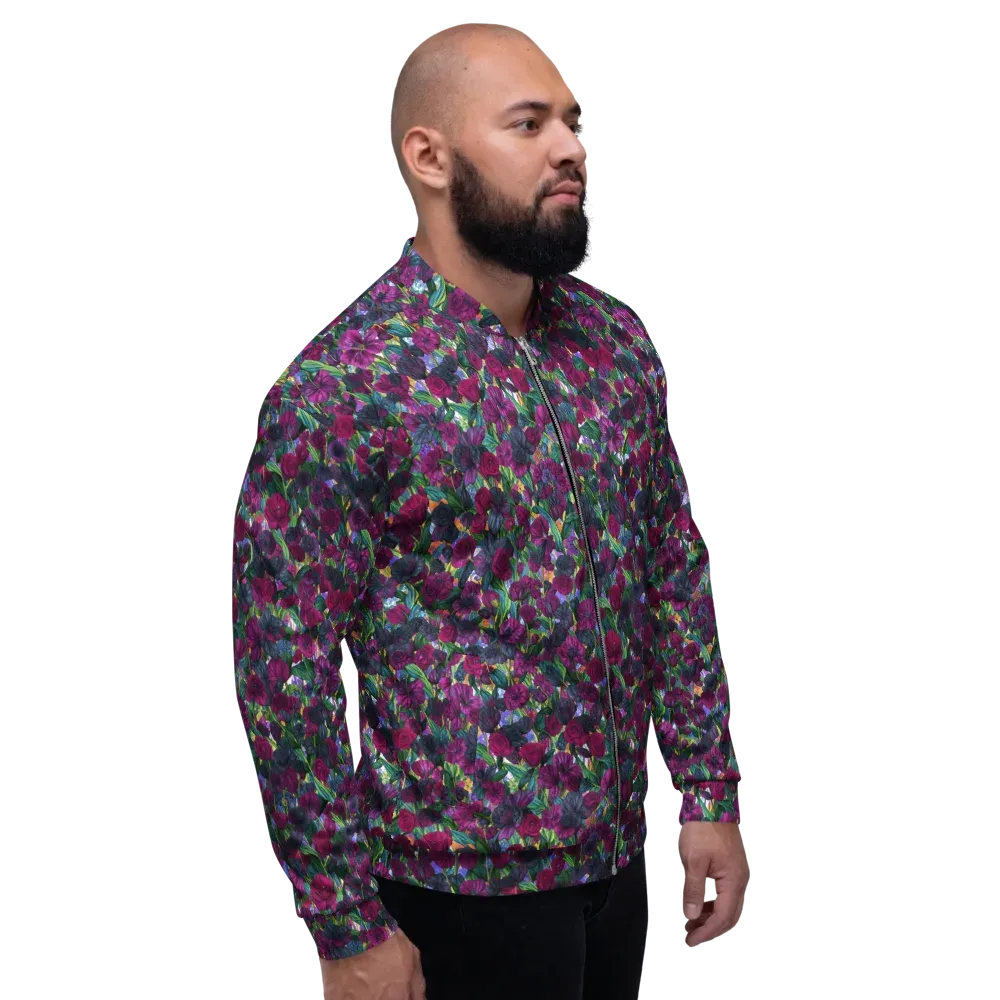 Midnight Floralia on Bomber Jacket — Right