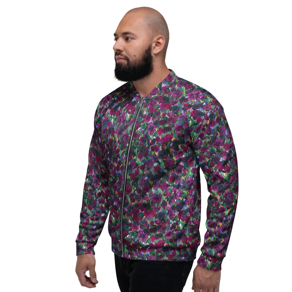 Midnight Floralia on Bomber Jacket — Left