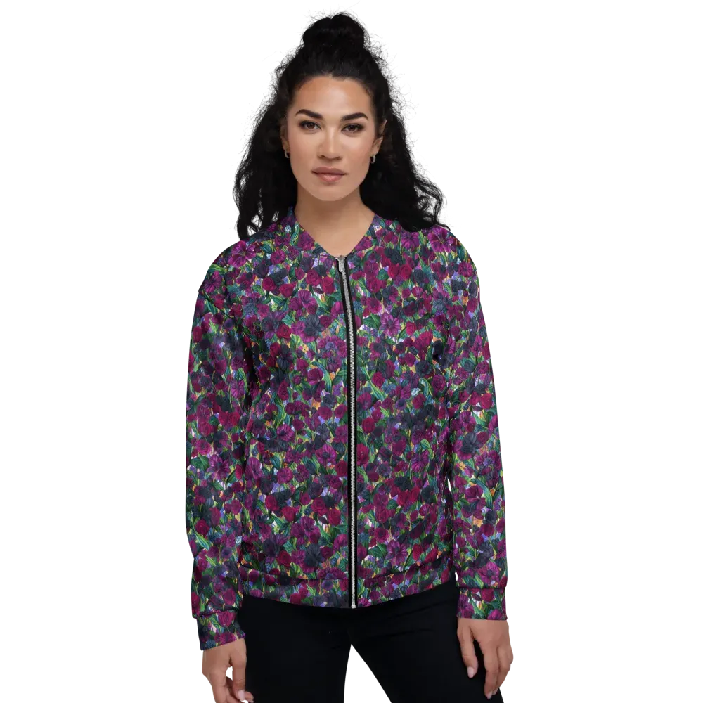 Midnight Floralia on Bomber Jacket — Front