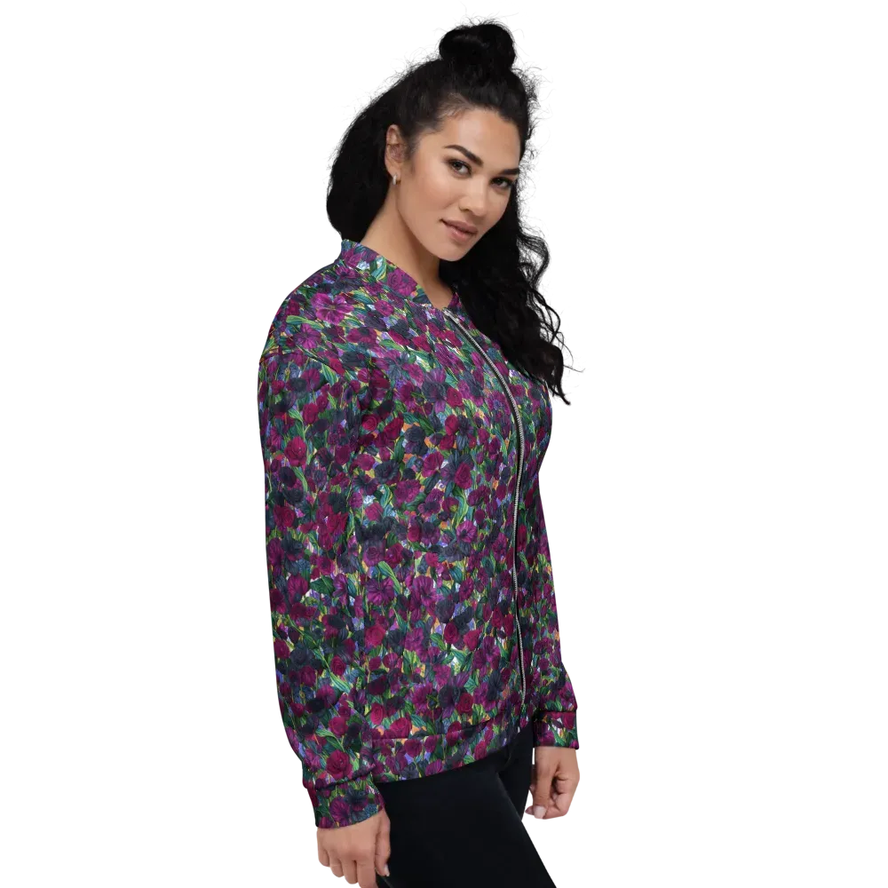 Midnight Floralia on Bomber Jacket — Right