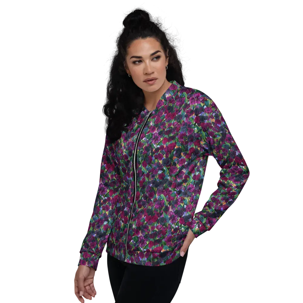 Midnight Floralia on Bomber Jacket — Left