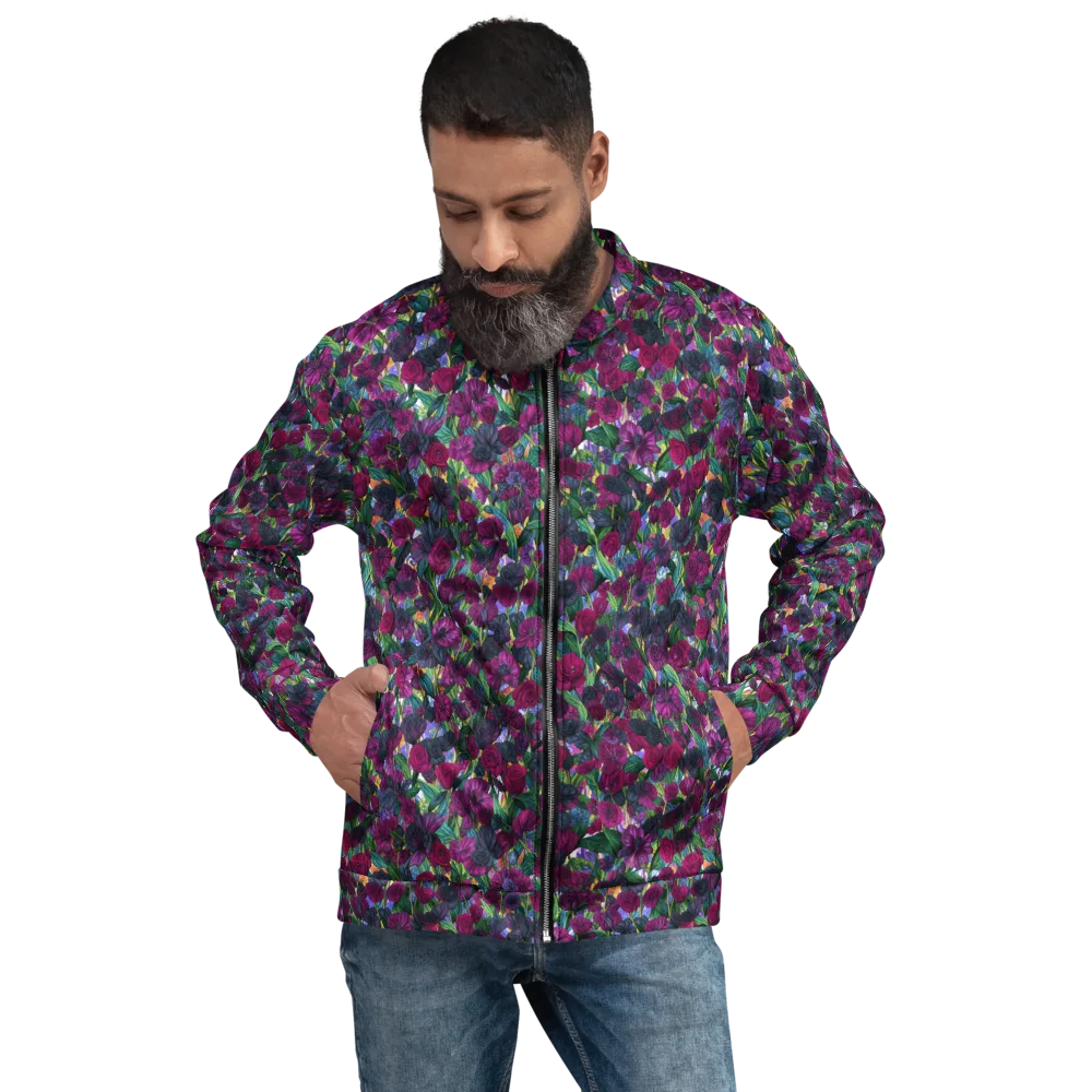 Midnight Floralia on Bomber Jacket — Front
