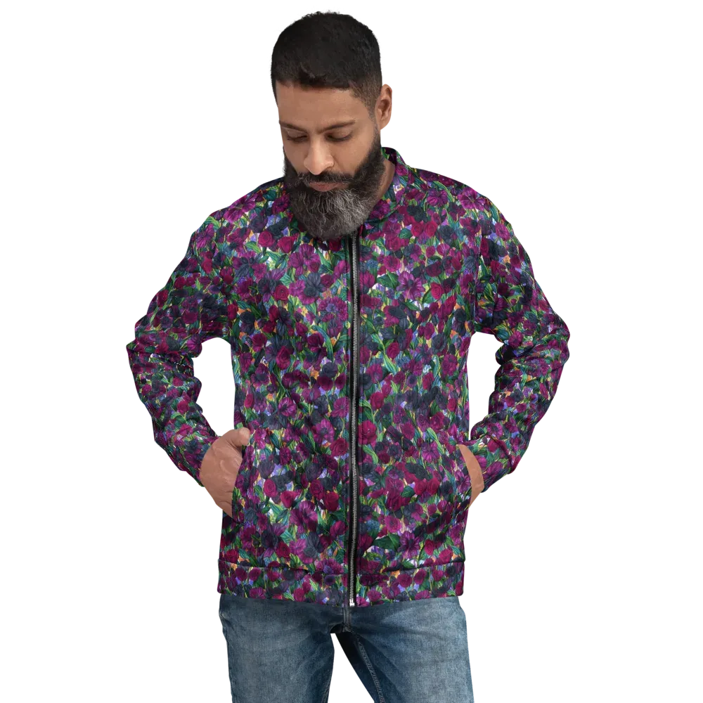 Midnight Floralia on Bomber Jacket — Front