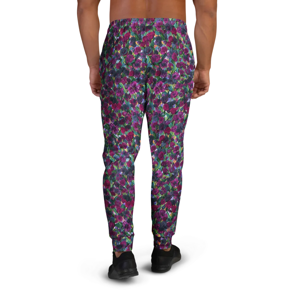 Midnight Floralia on Men's Joggers — Back