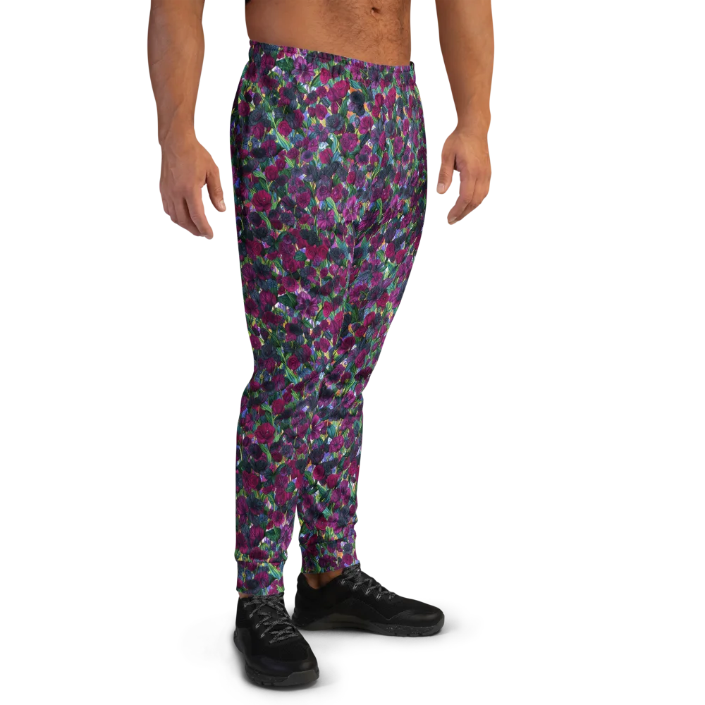 Midnight Floralia on Men's Joggers — Right