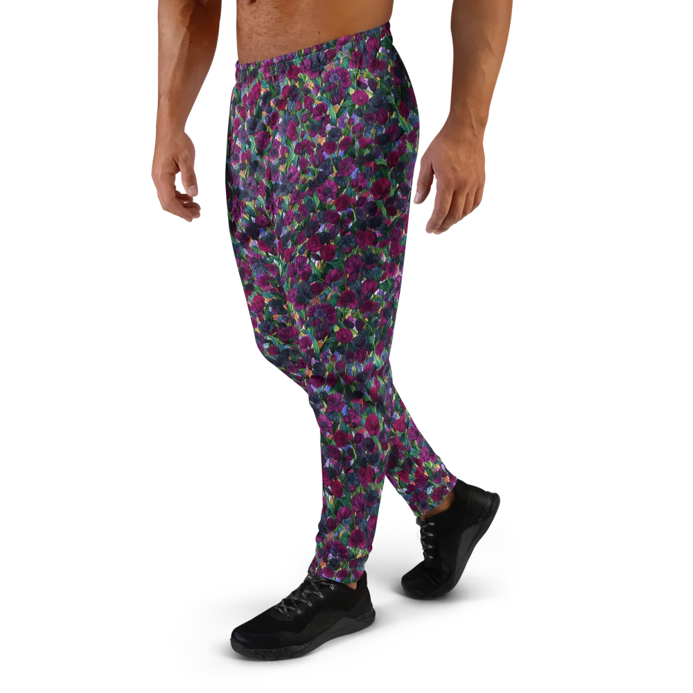 Midnight Floralia on Men's Joggers — Left
