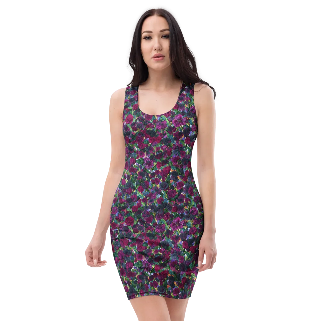 Midnight Floralia on Bodycon Dress — Front