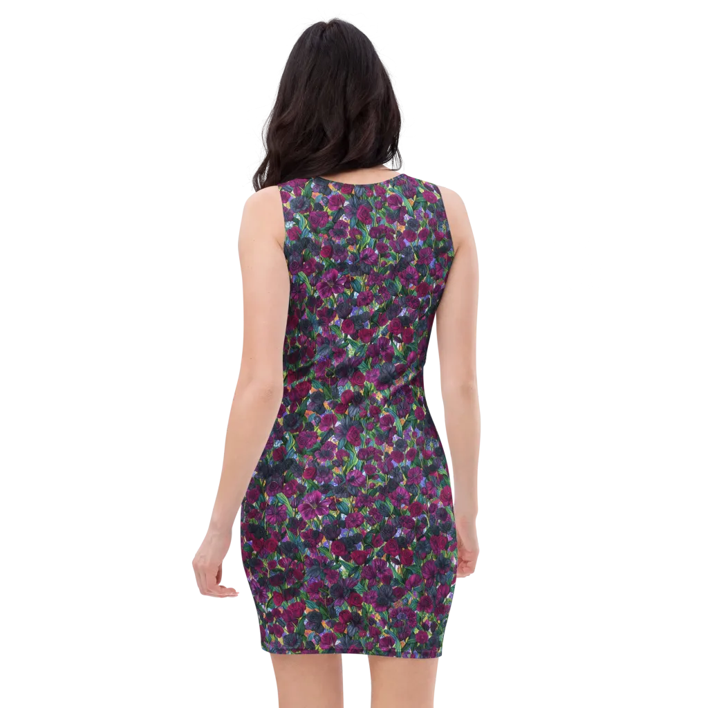 Midnight Floralia on Bodycon Dress — Back