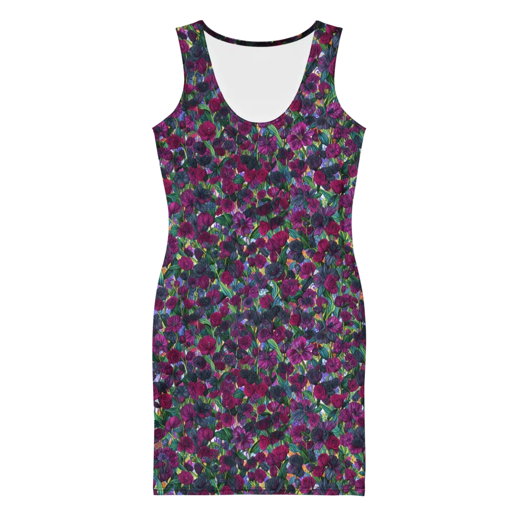Midnight Floralia on Bodycon Dress — Front