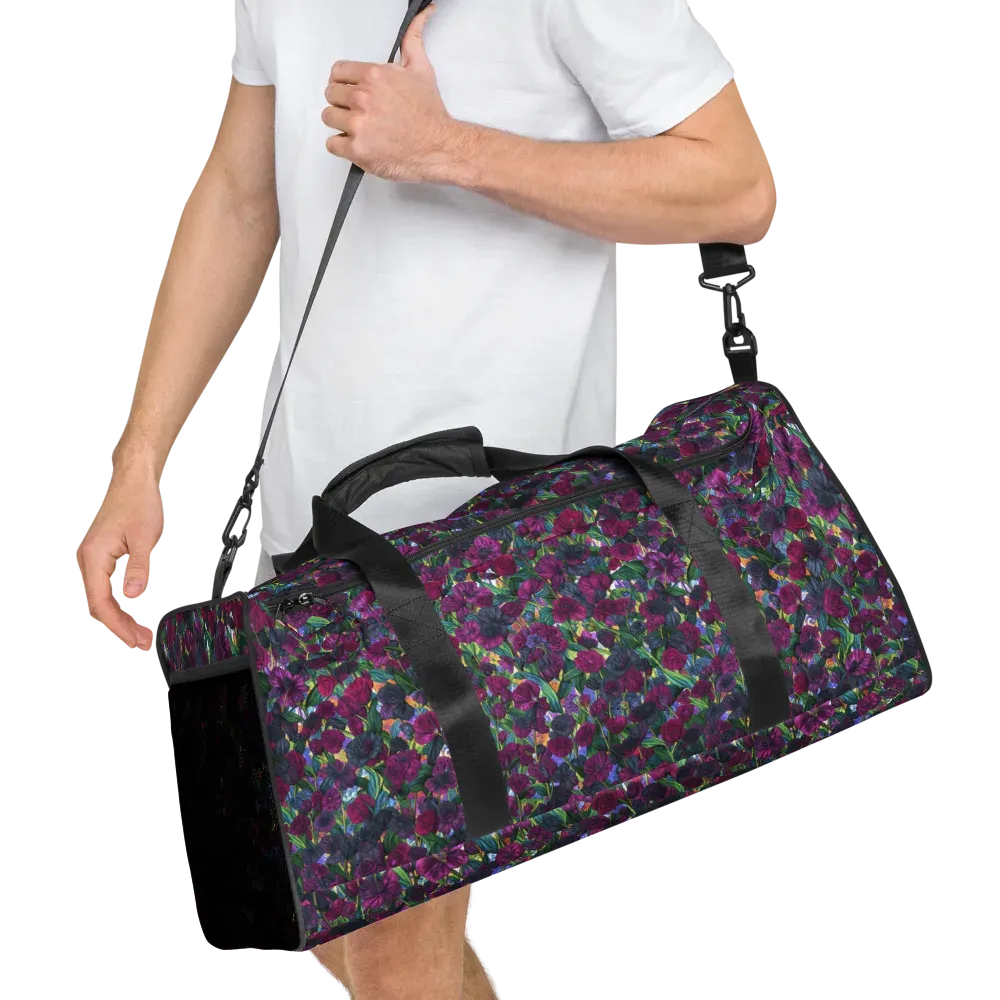 Midnight Floralia on Duffle Bag — Right Front