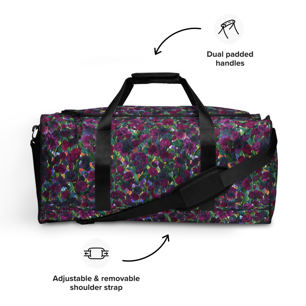 Midnight Floralia on Duffle Bag — Front