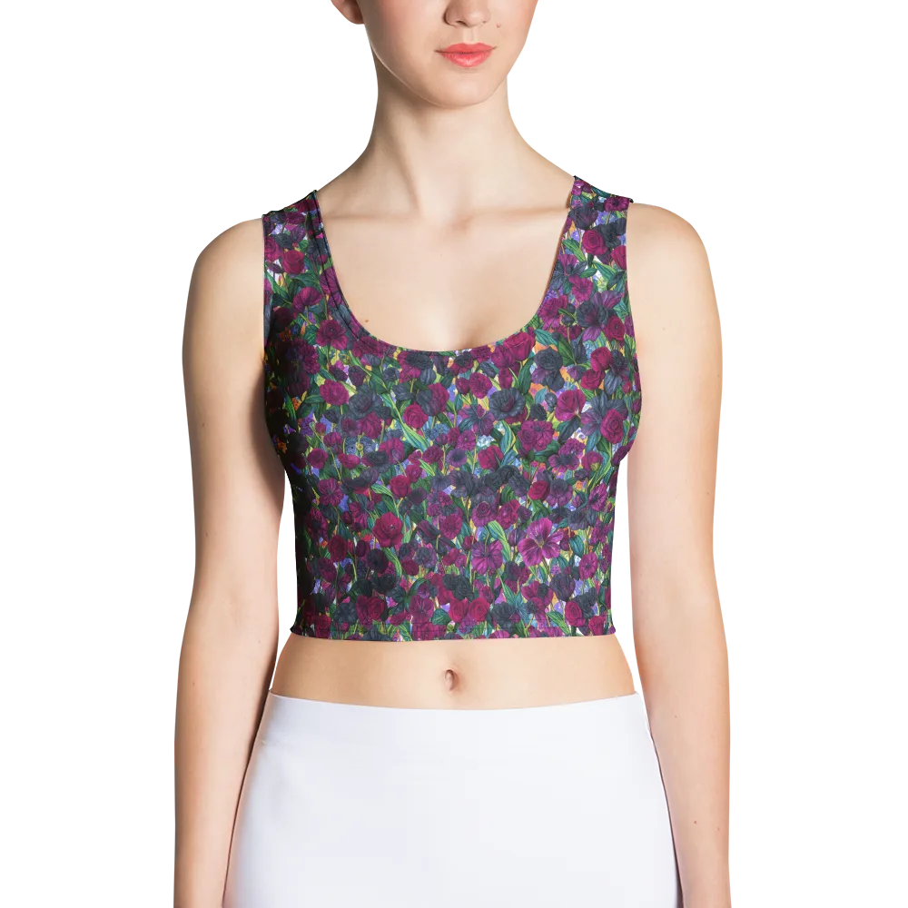 Midnight Floralia on Crop Top — Front