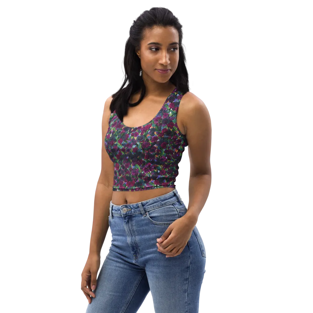 Midnight Floralia on Crop Top — Left Front
