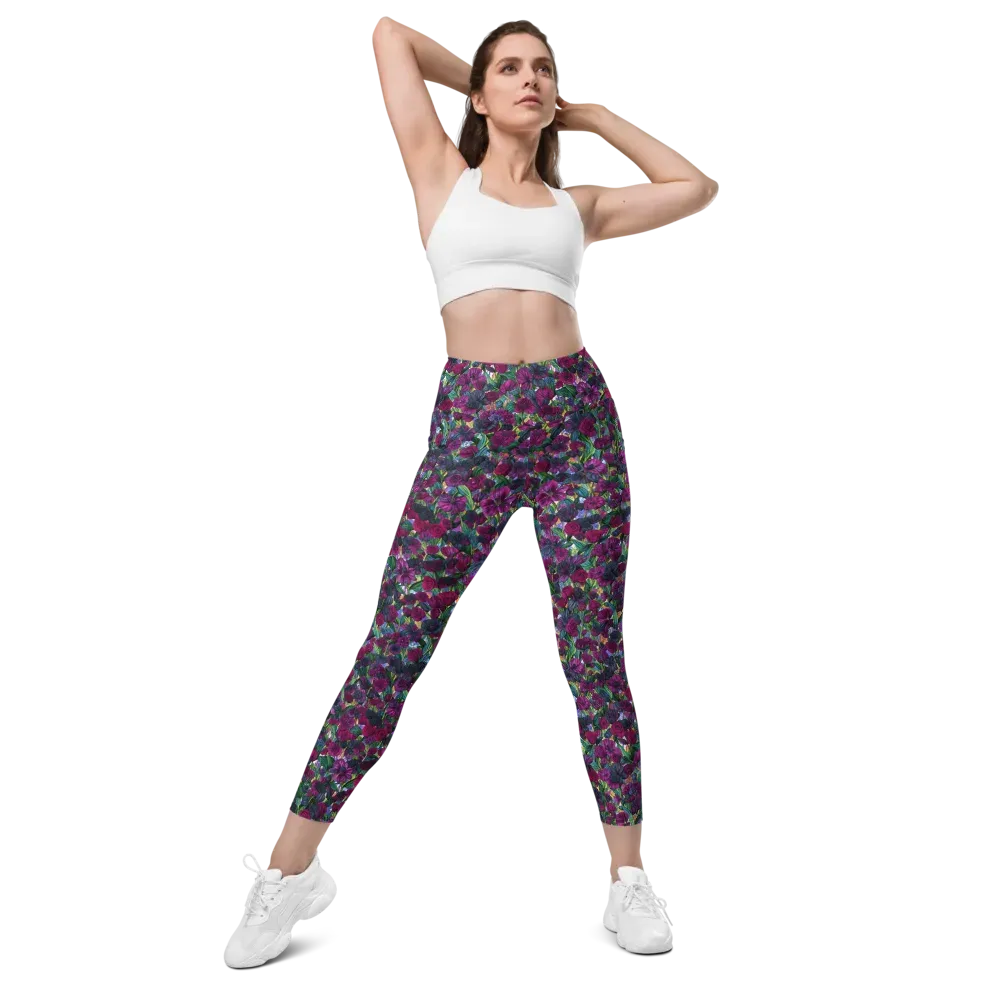 Midnight Floralia on Leggings with Pockets — Front