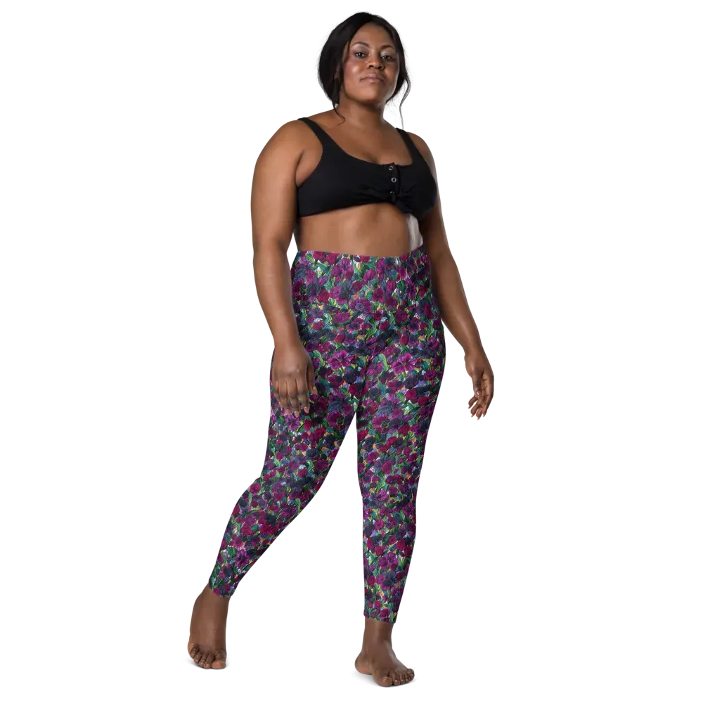 Midnight Floralia on Leggings with Pockets — Front