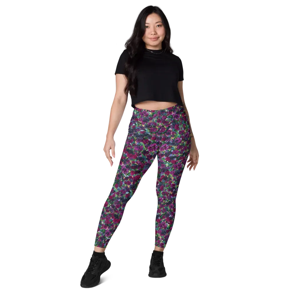 Midnight Floralia on Leggings with Pockets — Front