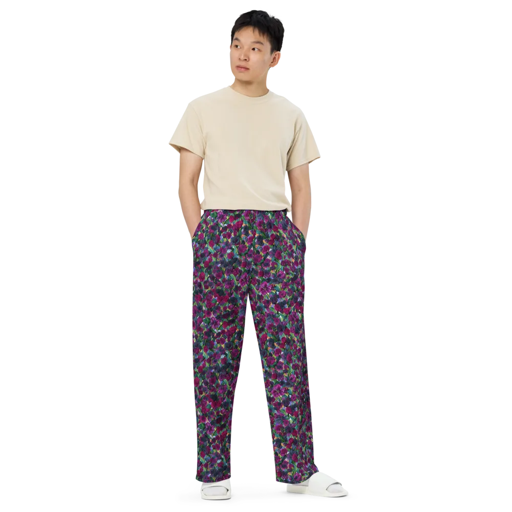 Midnight Floralia on Wide-Leg Pants — Front