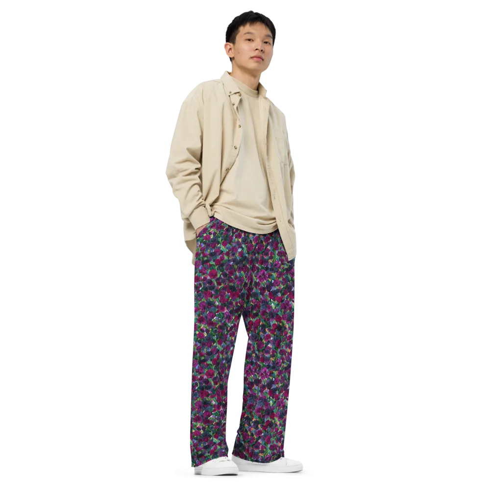 Midnight Floralia on Wide-Leg Pants — Right Front