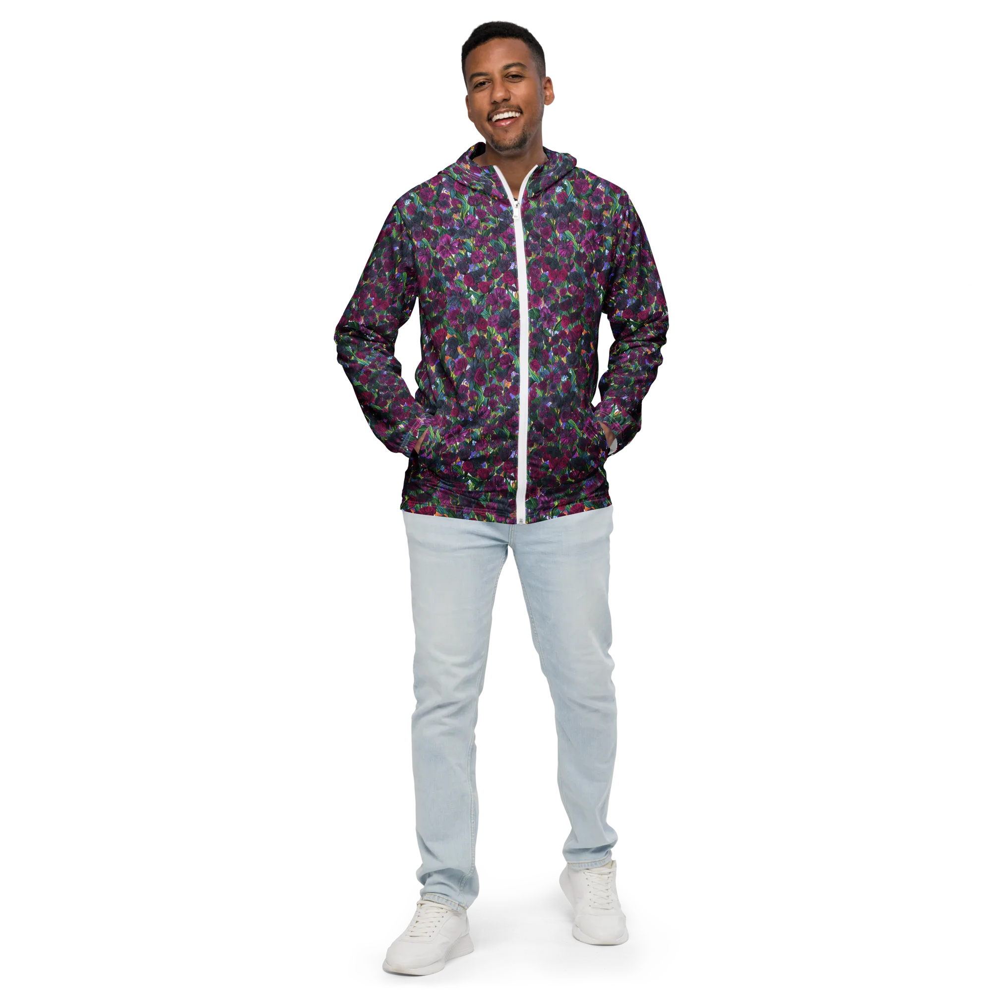 Midnight Floralia on Men's Windbreaker — Front