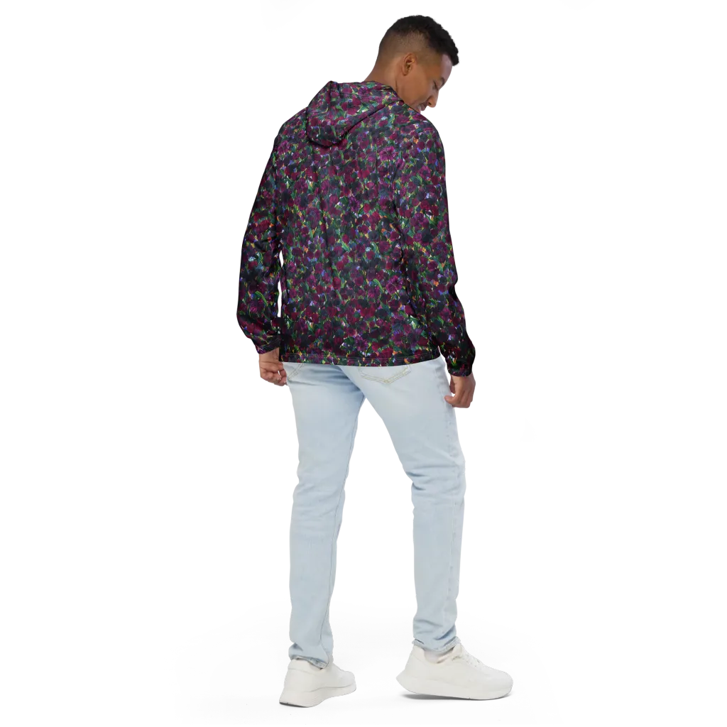 Midnight Floralia on Men's Windbreaker — Back