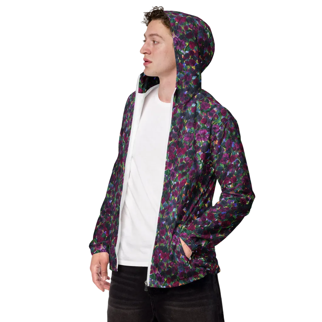 Midnight Floralia on Men's Windbreaker — Left Front