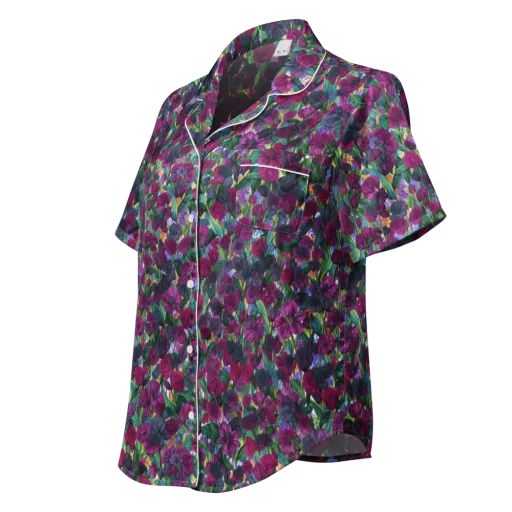 Midnight Floralia on a Women's Short Sleeve Pajama Top