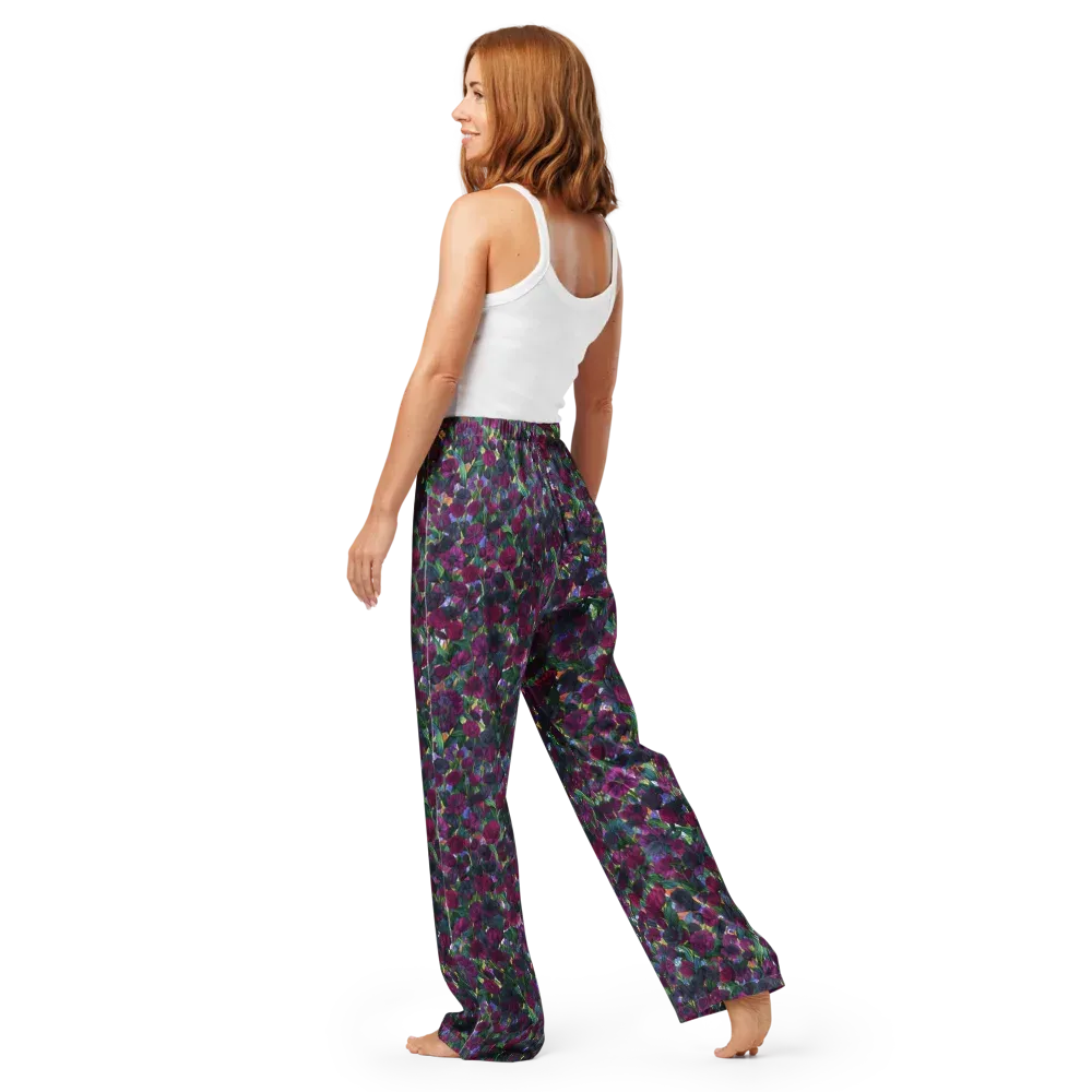 Midnight Floralia on Women's Pajama Pants — Back