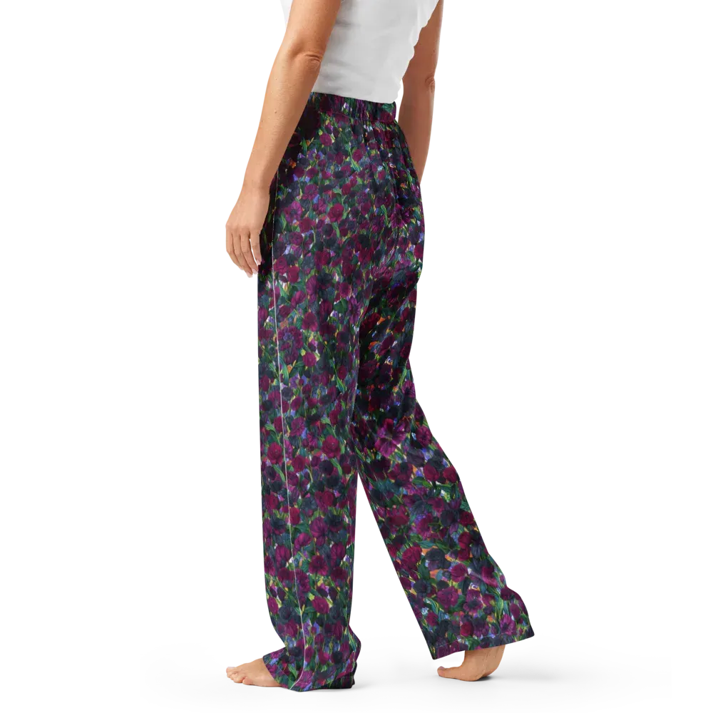 Midnight Floralia on Women's Pajama Pants — Left