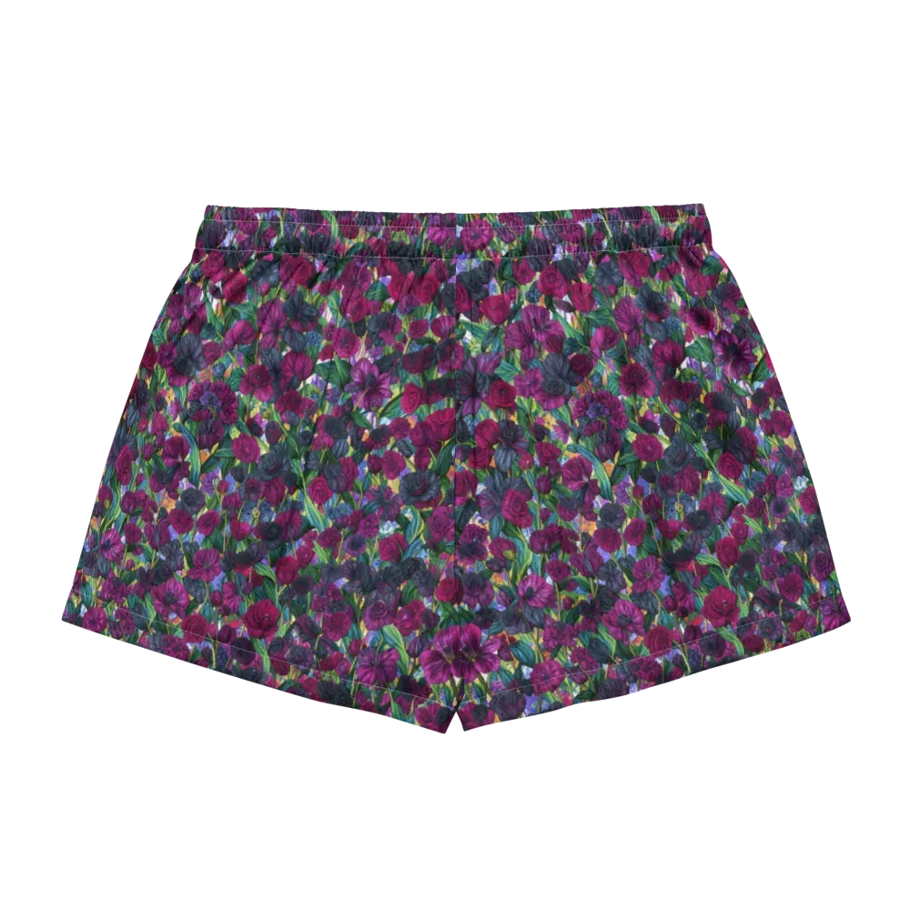 Midnight Floralia on Women's Pajama Shorts — Back