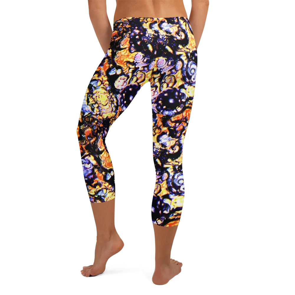 Inferno Bloom on Capri Leggings — Back