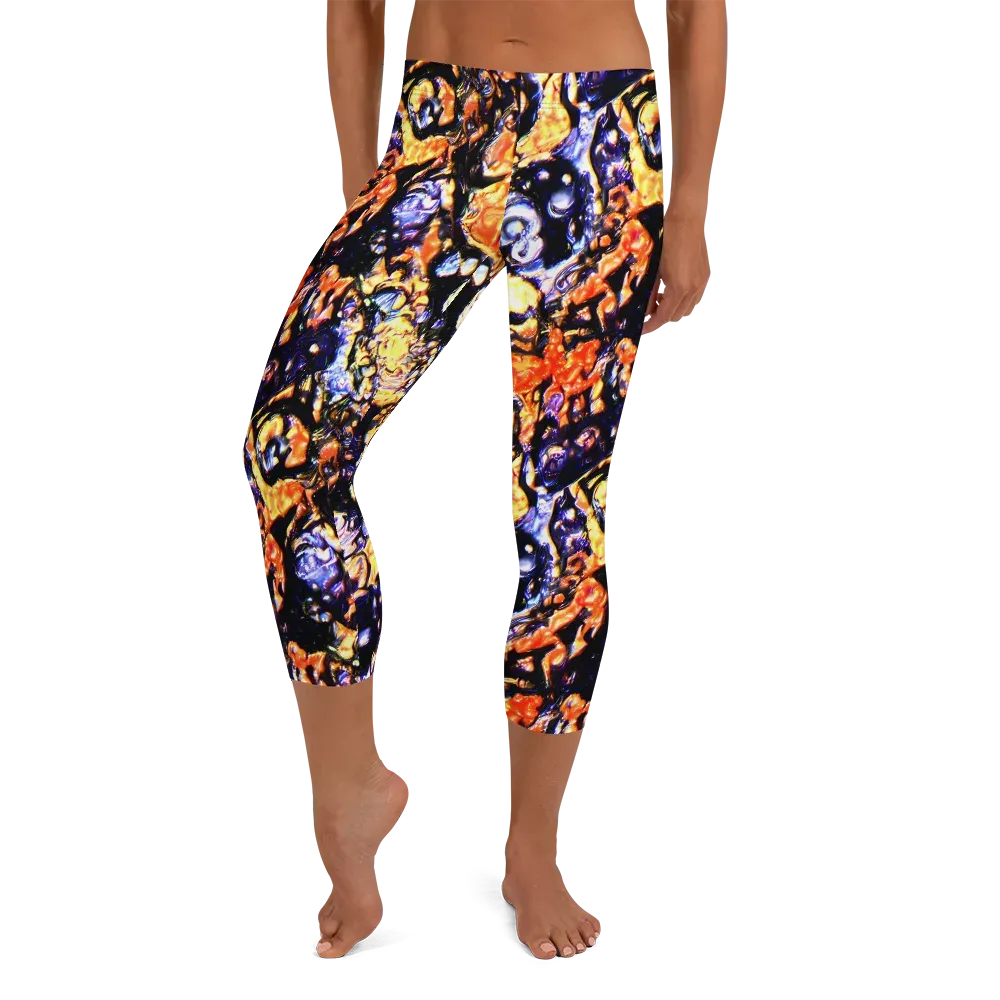 Inferno Bloom on Capri Leggings — Front