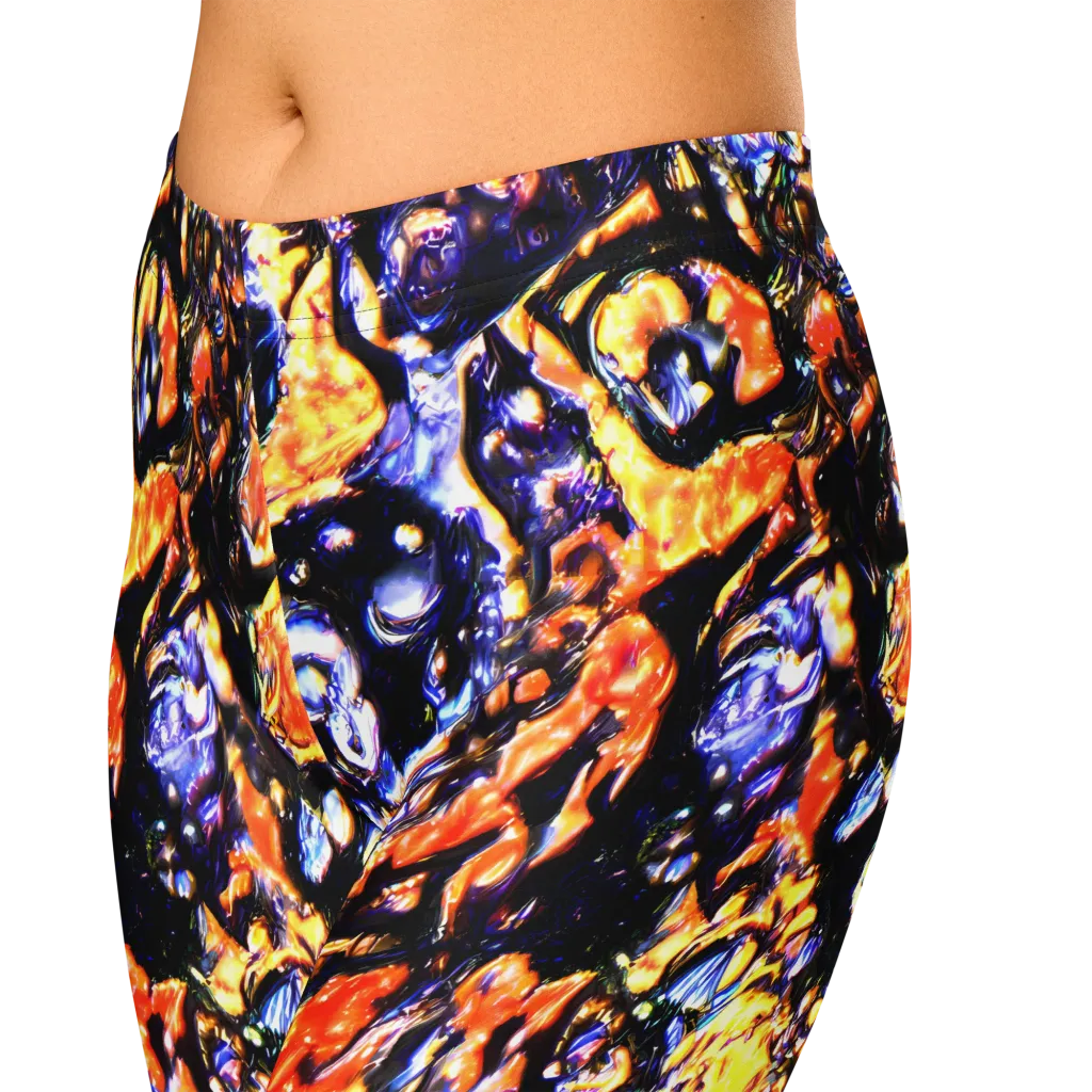 Inferno Bloom on Capri Leggings — Zoomed-in