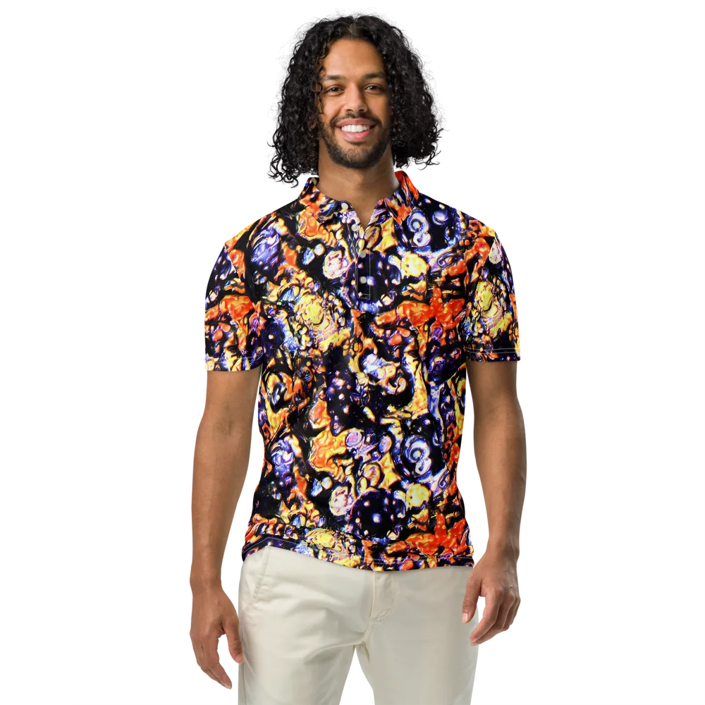 Inferno Bloom on Men's Slim Fit Polo Shirt — Front