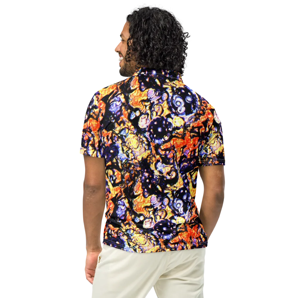 Inferno Bloom on Men's Slim Fit Polo Shirt — Back