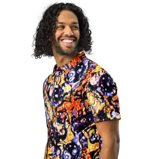 Inferno Bloom on a Men's Slim Fit Polo Shirt