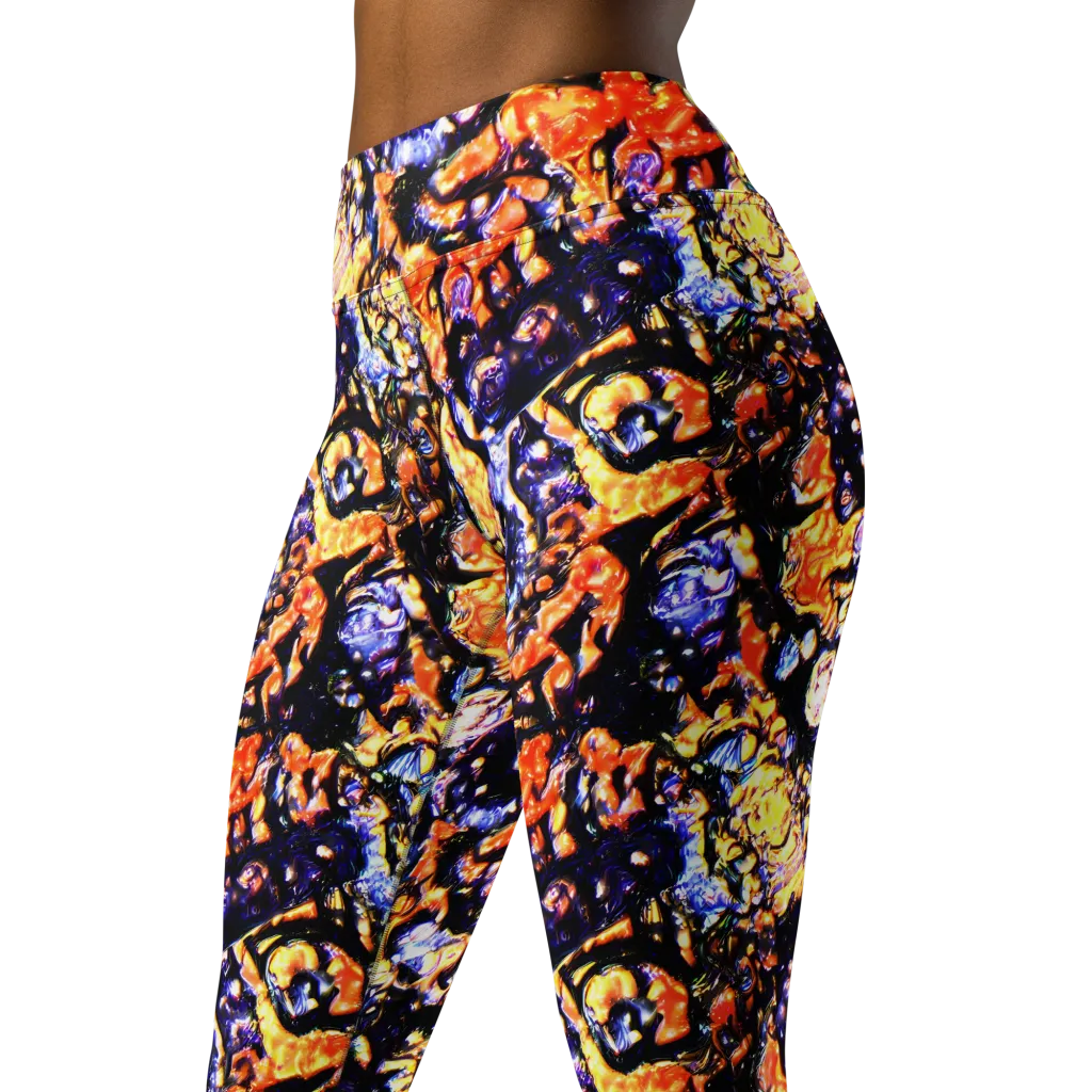 Inferno Bloom on Yoga Leggings — Left Front