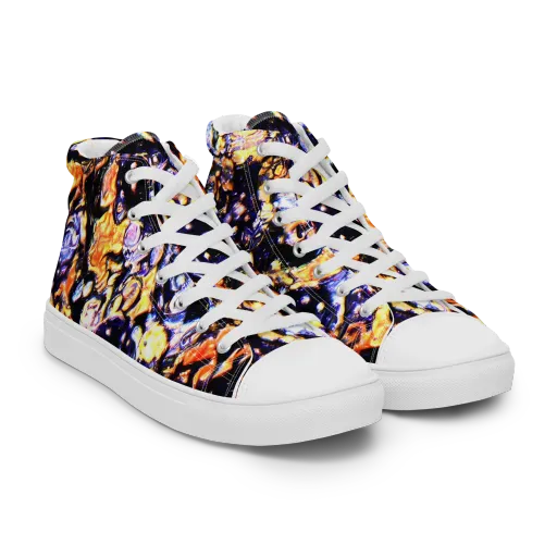 Inferno Bloom on a Men's High Top Canvas Shoes