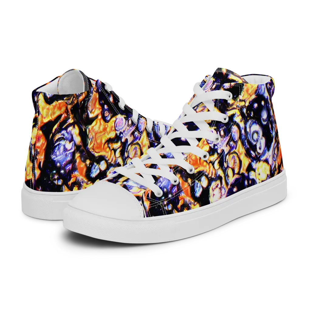 Inferno Bloom on Men's High Top Canvas Shoes — Left