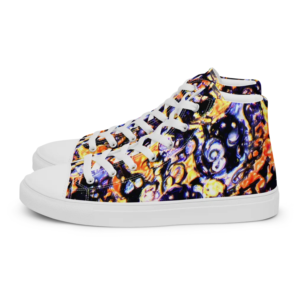 Inferno Bloom on Women's High Top Canvas Shoes — Left