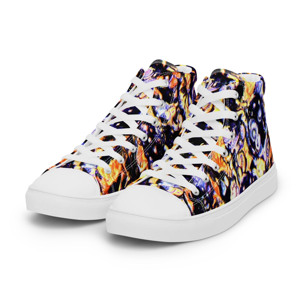 Inferno Bloom on Women's High Top Canvas Shoes — Left Front