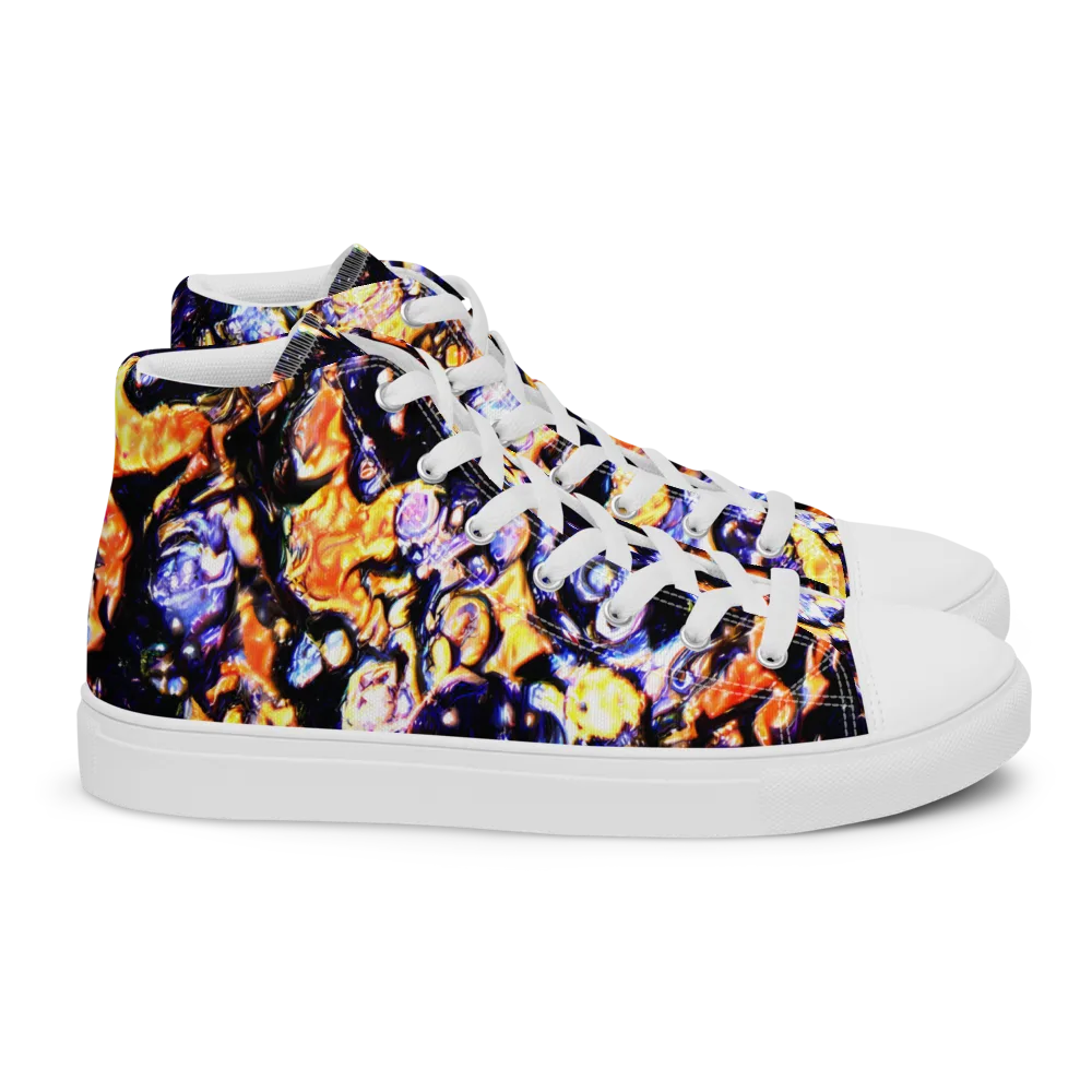 Inferno Bloom on Women's High Top Canvas Shoes — Right