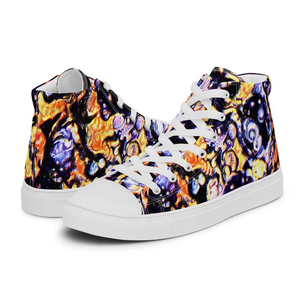 Inferno Bloom on Women's High Top Canvas Shoes — Left