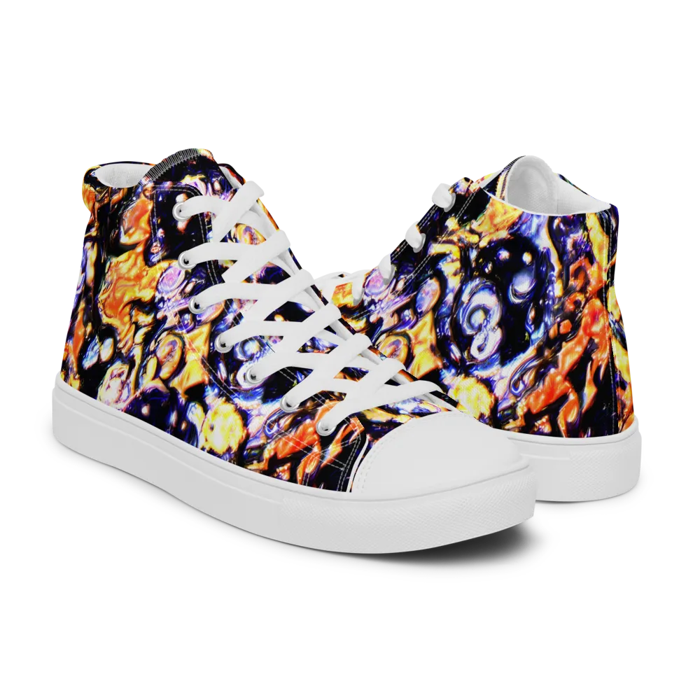 Inferno Bloom on Women's High Top Canvas Shoes — Right