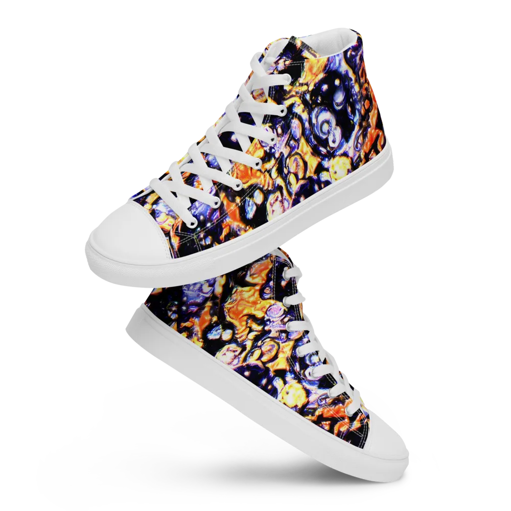 Inferno Bloom on Women's High Top Canvas Shoes — Front