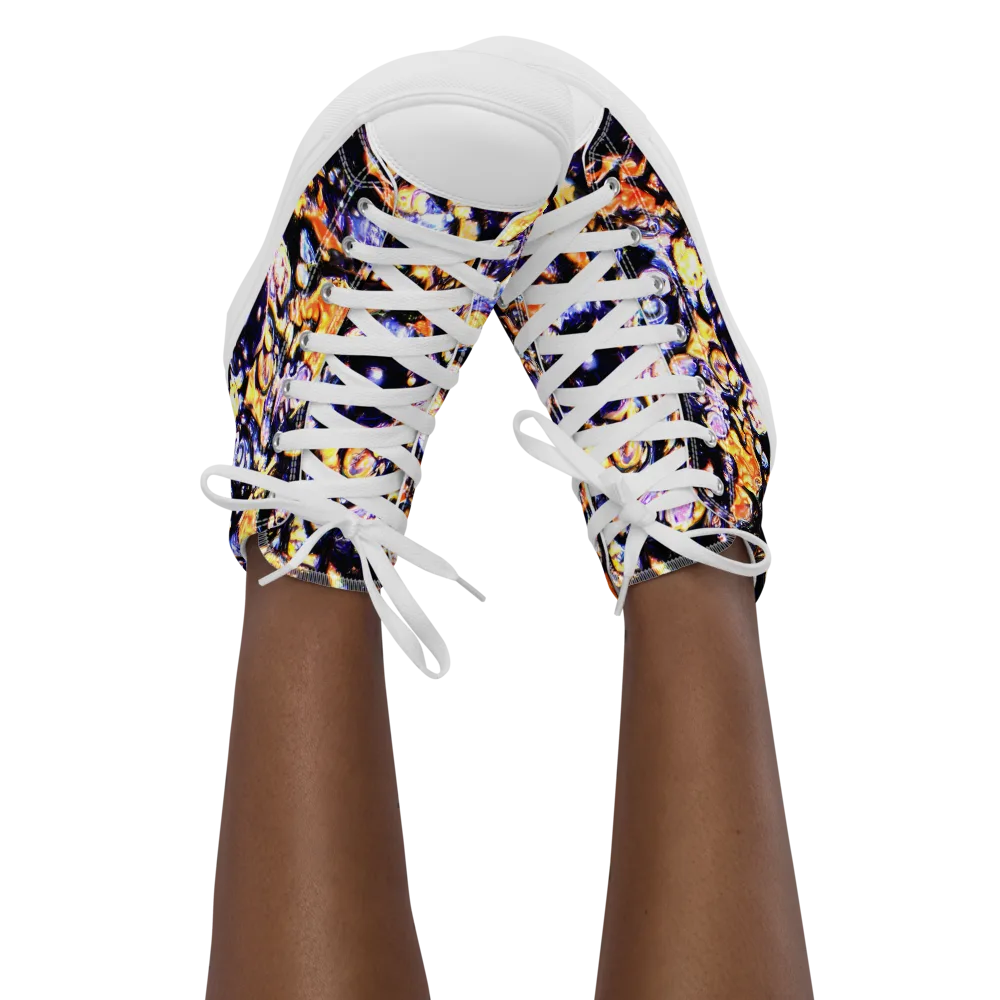 Inferno Bloom on Women's High Top Canvas Shoes — Front