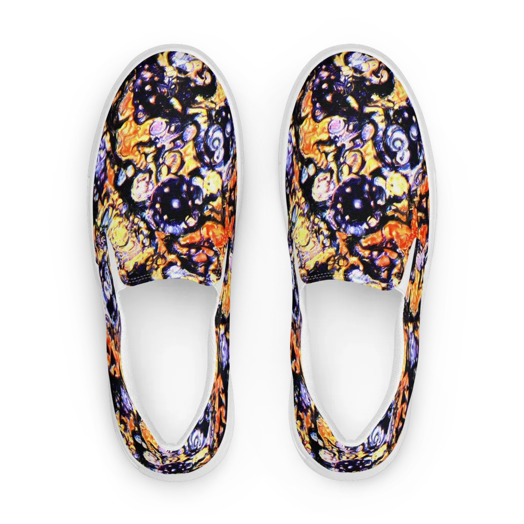 Inferno Bloom on Men's Slip-On Canvas Shoes — Front