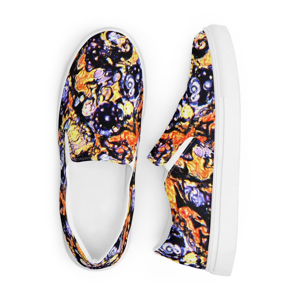 Inferno Bloom on Men's Slip-On Canvas Shoes — Front