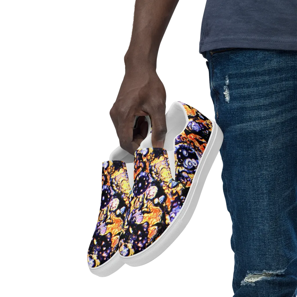 Inferno Bloom on Men's Slip-On Canvas Shoes — Left Front